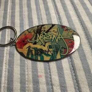 AriZona Iced Tea Keychain Graffiti Floral Drink Arizona Promo Collectible Oval